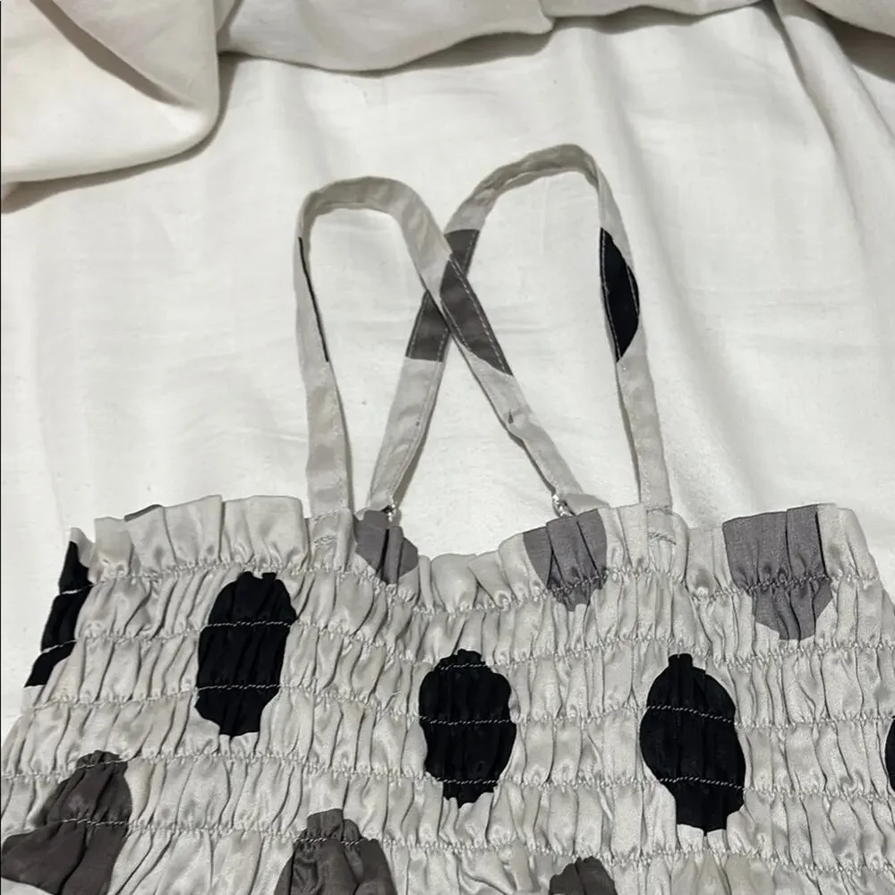 Wheat 6 Stylish grey black Polka Dot Kids Dress multilayered full skirt nwot